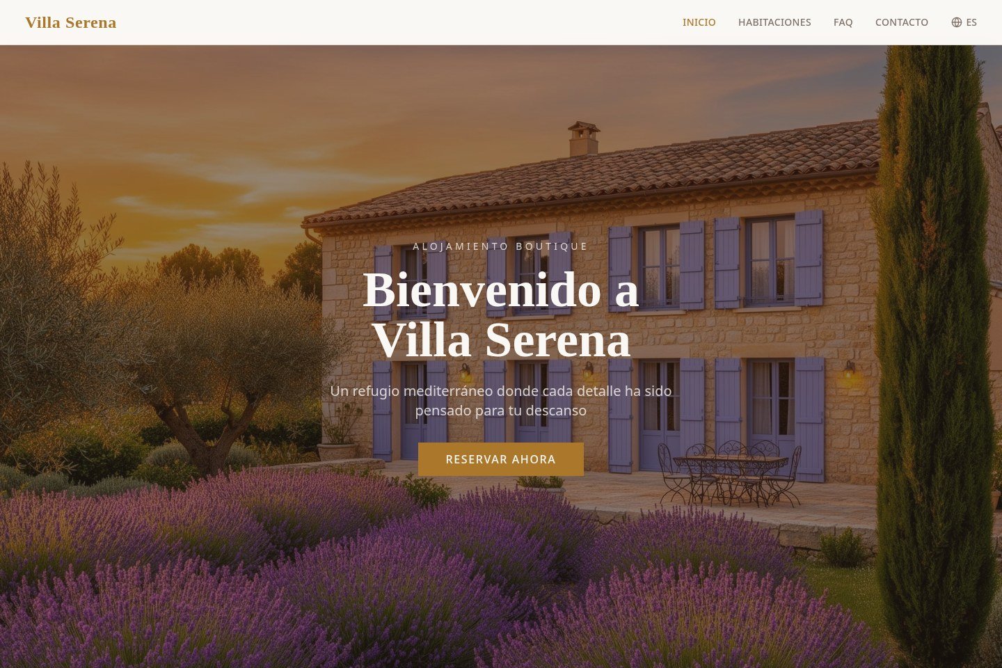 Homepage del sito demo Villa Serena