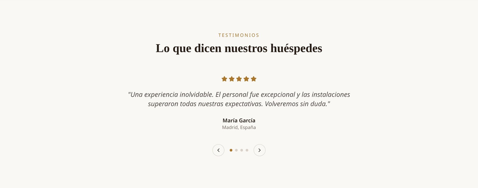 Sezione recensioni degli ospiti del sito demo